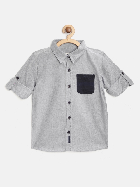 

Cherry Crumble Boys Grey Regular Fit Solid Casual Shirt