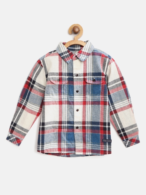 

Cherry Crumble Boys White & Blue Regular Fit Checked Casual Shirt