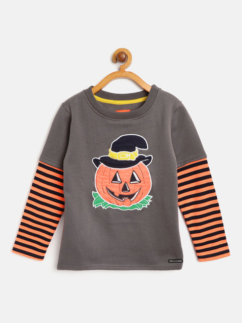 

Cherry Crumble Boys Charcoal Grey & Orange Pumpkin Applique Sweatshirt