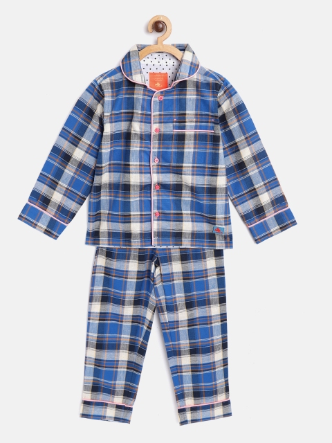 

Cherry Crumble Kids Blue & Beige Checked Night Suit