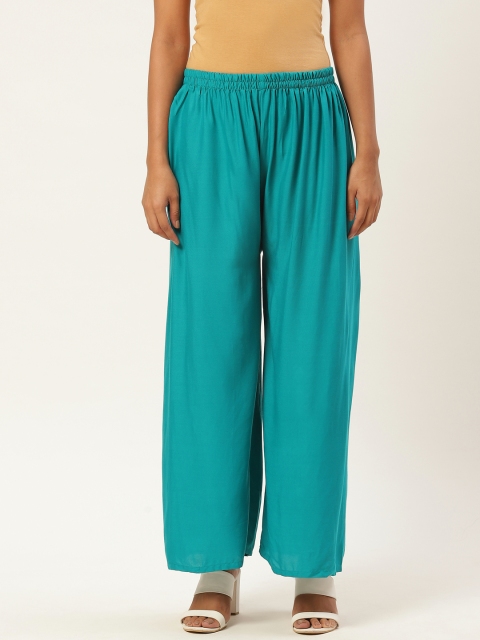 

Vastraa Fusion Women Blue Solid Wide Leg Palazzos