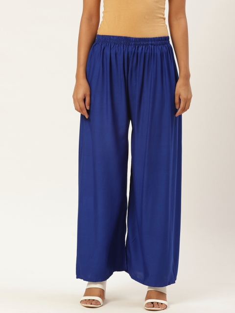 

Vastraa Fusion Women Blue Solid Wide Leg Palazzos