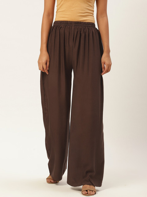 

Vastraa Fusion Women Brown Solid Flared Palazzos