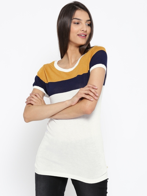 

United Colors of Benetton White Colourblocked Striped Top