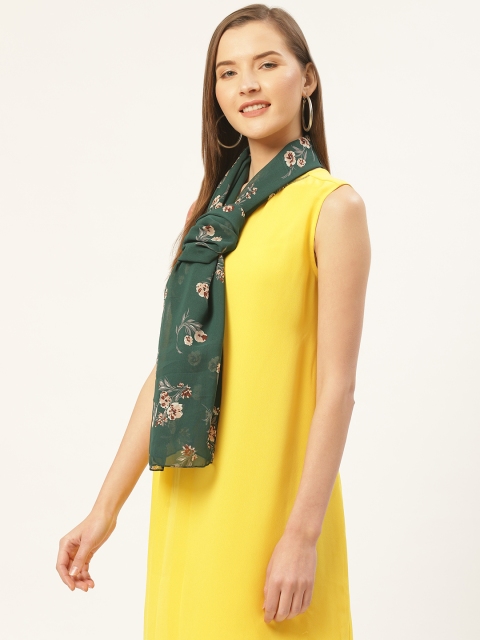 

Trend Arrest Women Green & Brown Floral Printed Stole