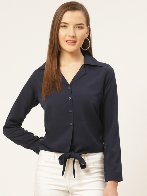 

Trend Arrest Women Navy Blue Regular Fit Solid Casual Shirt