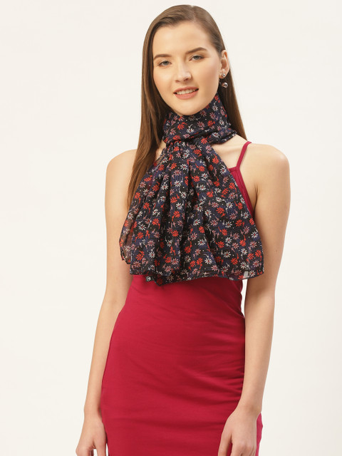 

Trend Arrest Women Black & Red Floral Print Stole