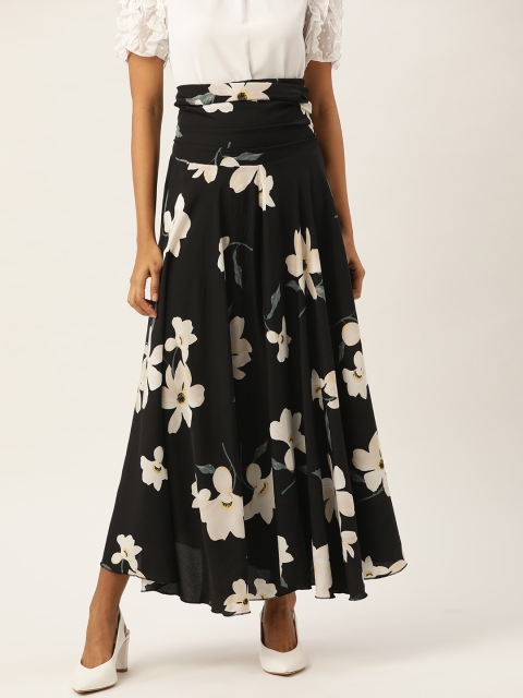 

Trend Arrest Women Black & Off-White Floral Printed Flared Palazzos