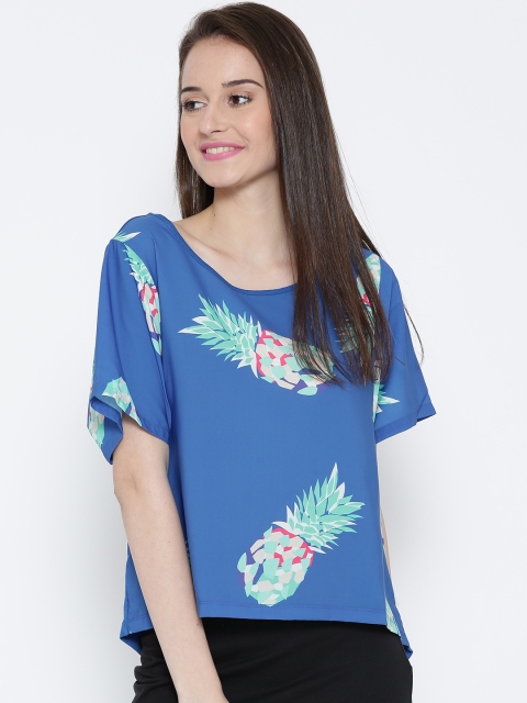 

United Colors of Benetton Blue Printed Boxy Top