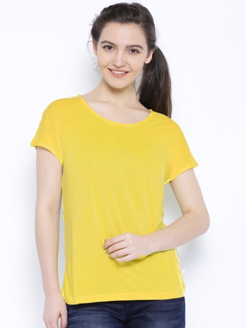 

United Colors of Benetton Yellow Printed Back Top