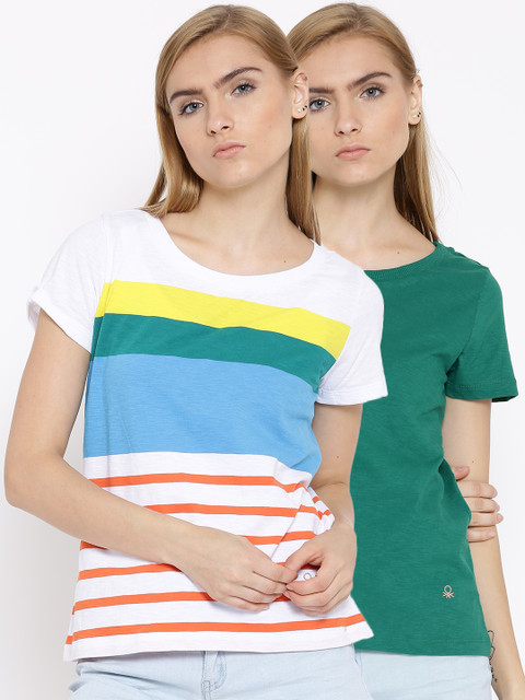 

United Colors of Benetton Pack of 2 Striped T-shirts, Multi