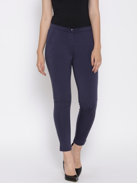 

United Colors of Benetton Aubergine Cropped Trousers, Purple