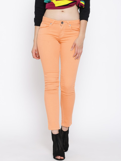 

United Colors of Benetton Women Coral Orange Slim Fit Stretchable Jeans