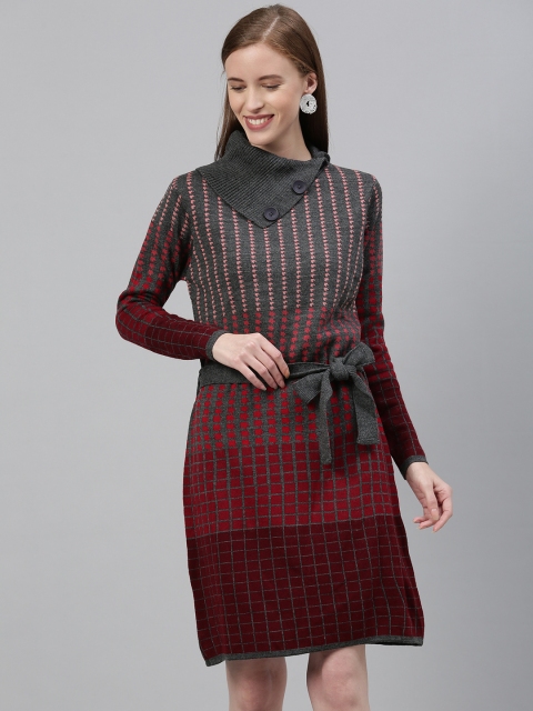 

Global Desi Women Grey Colourblocked Sweater Dress