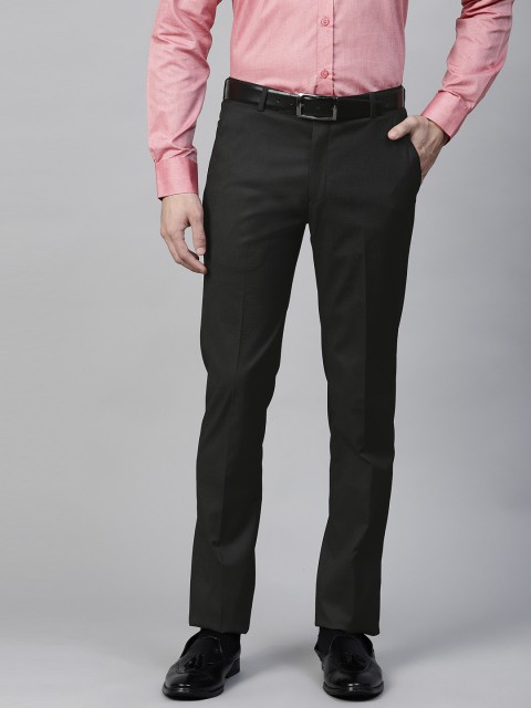 

MANQ Men Black Slim Fit Solid Formal Trousers