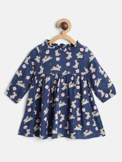 

Marks & Spencer Girls Navy Blue & Grey Rabbit Print A-Line Dress