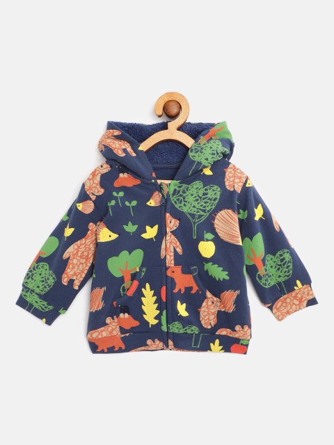 

Marks & Spencer Kids Navy Blue & Green Conversational Print Hooded Sweatshirt