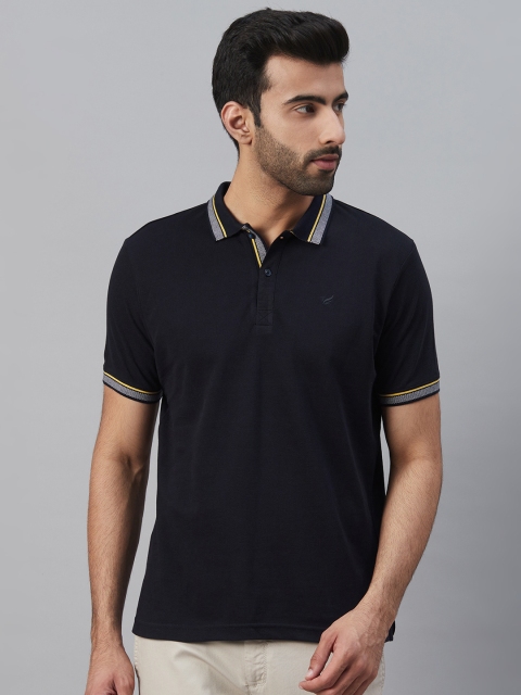 

Blackberrys Men Navy Blue Solid Polo Collar T-shirt