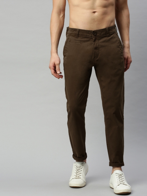 

HERE&NOW Men Brown Original Slim Fit Solid Regular Trousers