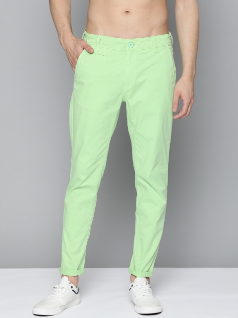 

HERE&NOW Men Fluorescent Green Regular Fit Solid Chinos
