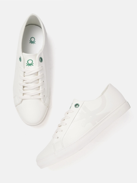

United Colors of Benetton Men White Brand Logo Detail Sneakers