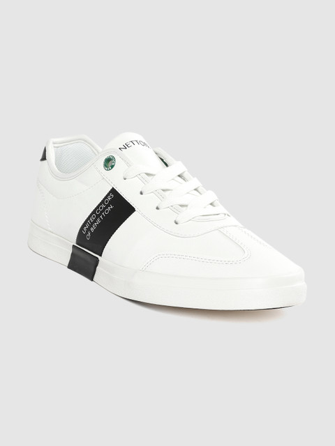 

United Colors of Benetton Men White & Black Colourblocked Sneakers