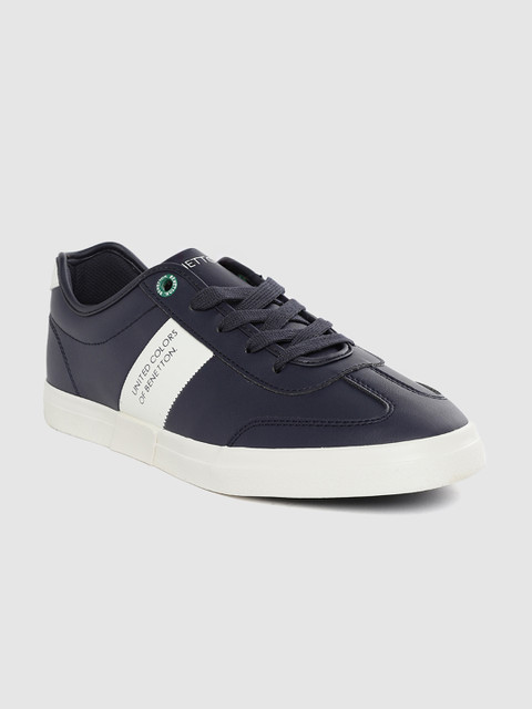 

United Colors of Benetton Men Navy Blue & White Colourblocked Sneakers
