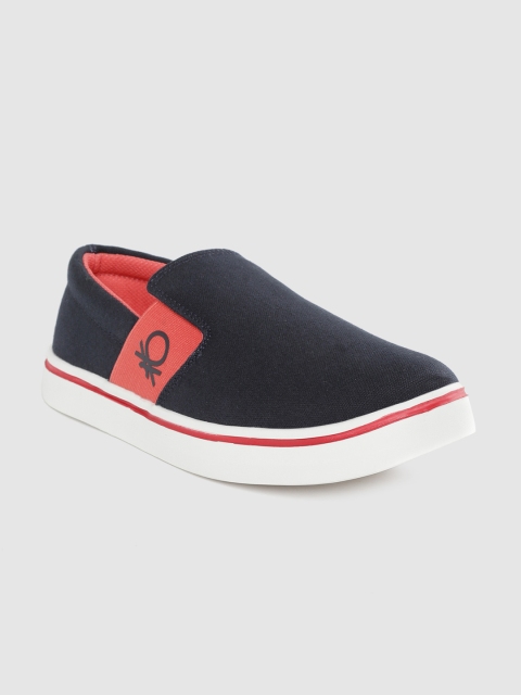 United Colors of Benetton Men Navy Blue Slip-On Sneakers