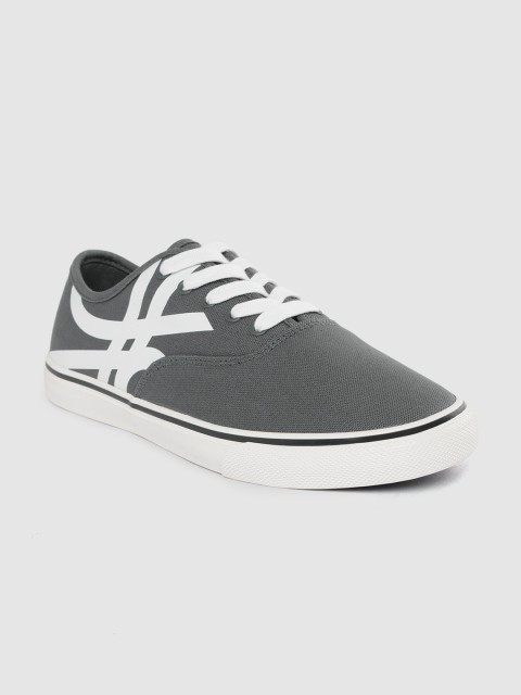 

United Colors of Benetton Men Charcoal Grey Solid Sneakers