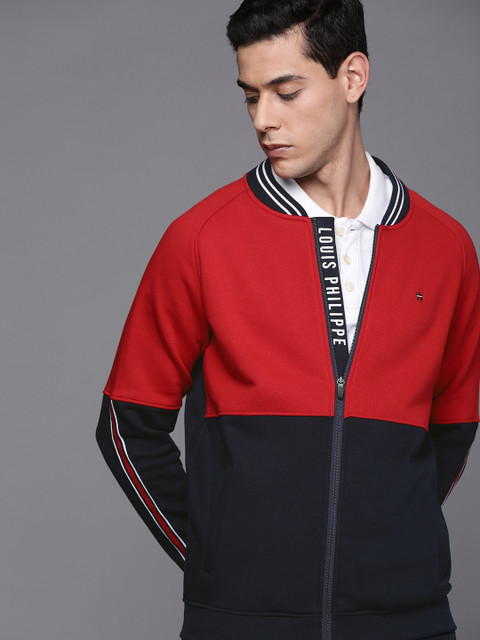 

Louis Philippe Sport Men Red Colourblocked Sweatshirt