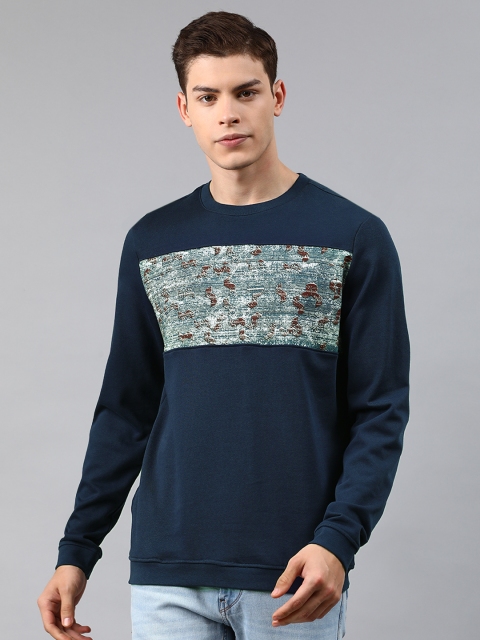 

Louis Philippe Jeans Men Navy Blue & White Printed Sweatshirt