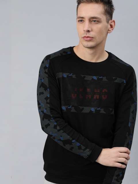 

Louis Philippe Jeans Men Black Printed Round Neck Sweatshirt