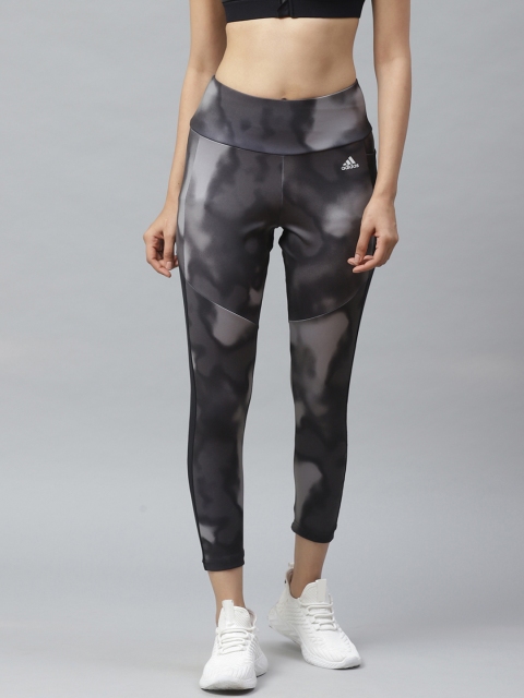

ADIDAS Women Black and Grey Designed to Move Allover Print 7/8 Training Tights