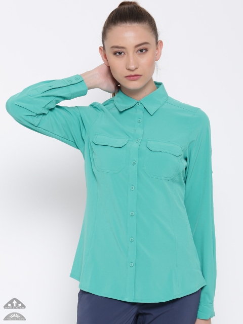 

Columbia Women Sea Green Saturday Trail III Long Sleeve Solid Outdoor Shirt