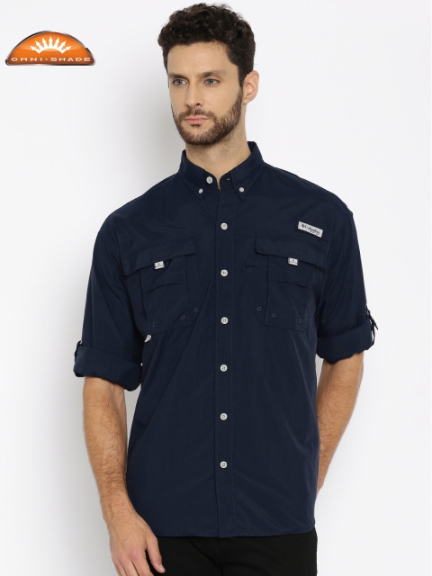 

Columbia Men Navy Blue Regular Fit Solid Outdoor Shirt