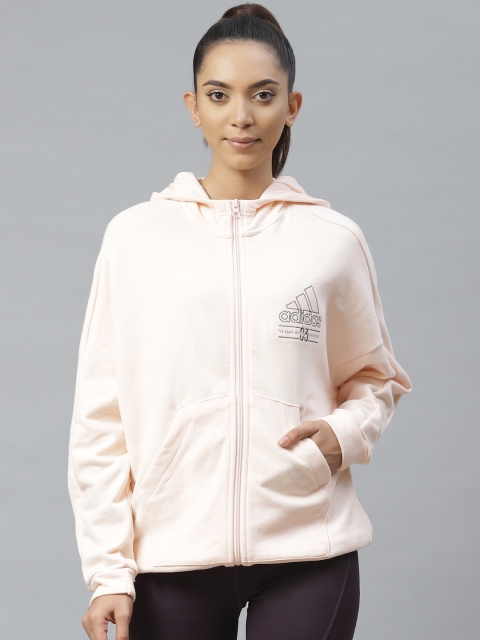 

ADIDAS Women Pink Solid Brilliant Basics Hooded Track Sweatshirt