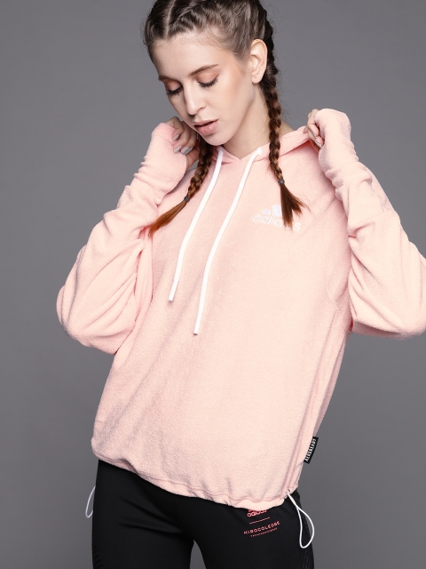 

ADIDAS Women Peach-Coloured Lightweight Aeroready Pullover Solid Hoodie