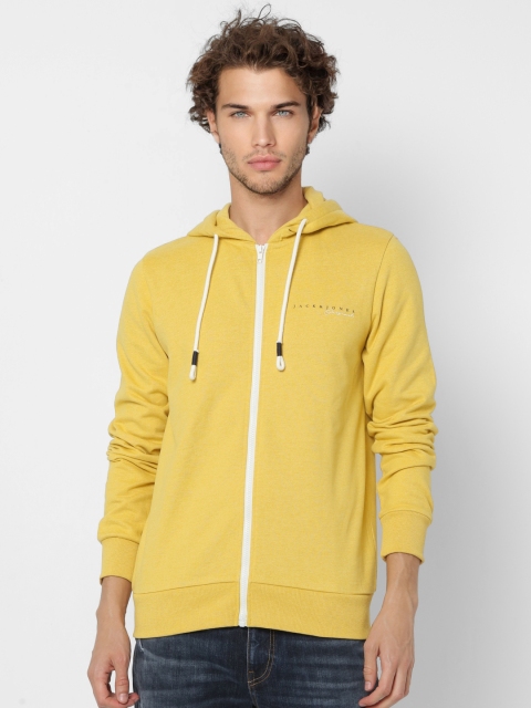 

Jack & Jones Men Yellow Solid Hooded Sweatshirt