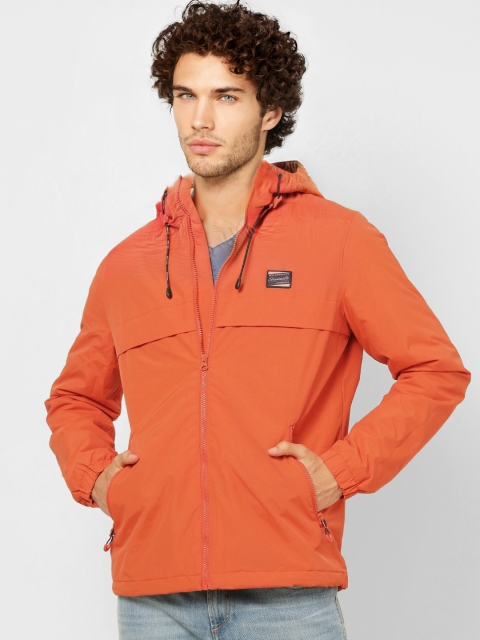 

Jack & Jones Men Orange Solid Water Repellent Hooded Tailored Jacket