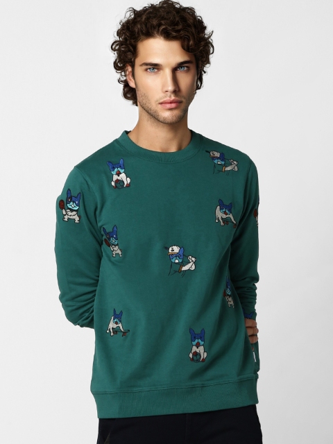 

Jack & Jones Men Teal Green Applique Sweatshirt