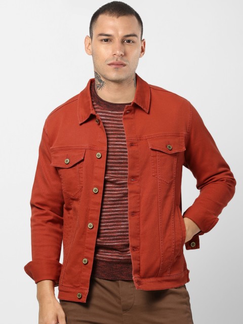 

Jack & Jones Men Rust Red Solid Denim Jacket