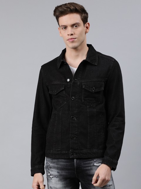 

Jack & Jones Men Black Solid Denim Jacket