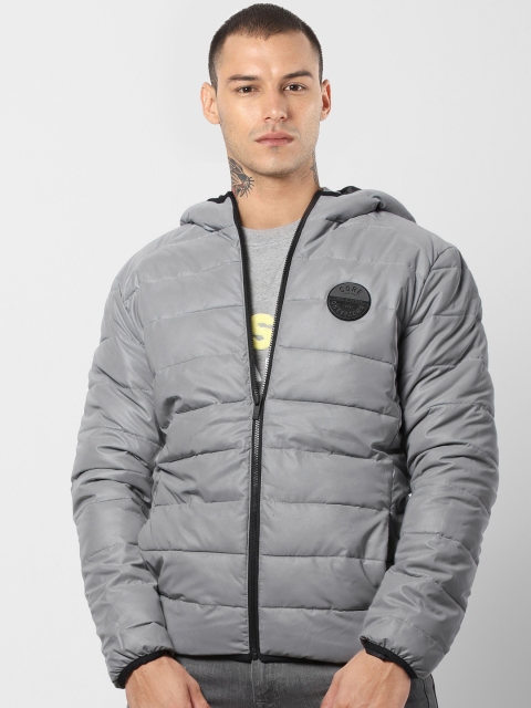 

Jack & Jones Men Grey Solid Padded Jacket