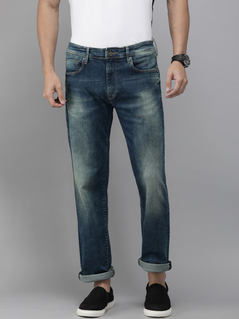 

Pepe Jeans Men Blue Regular Fit KYLE-HOLBORNE IP Mid-Rise Clean Look Stretchable Jeans