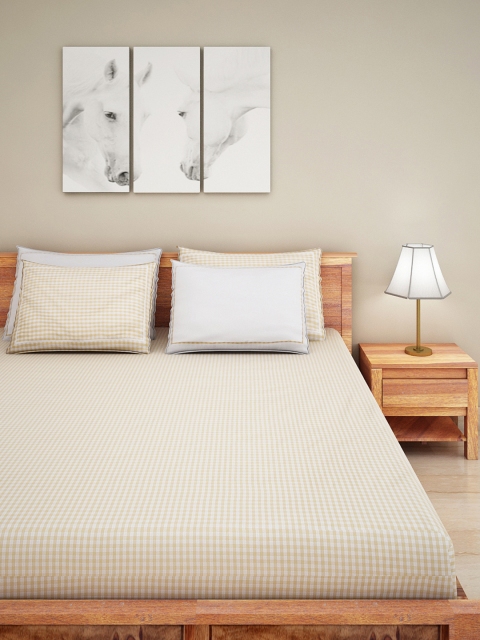 

Portico New York White & Mustard Yellow 210 TC Cotton Double Bedsheet with 4 Pillow Covers