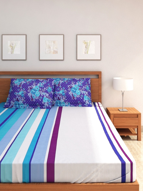 

Portico New York Blue Cotton Double Bedsheet with 2 Pillow Covers