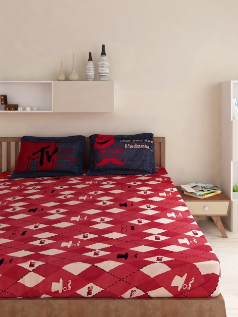 

Portico New York MTV Red Cotton 180 TC Double Bedsheet with 2 Pillow Covers