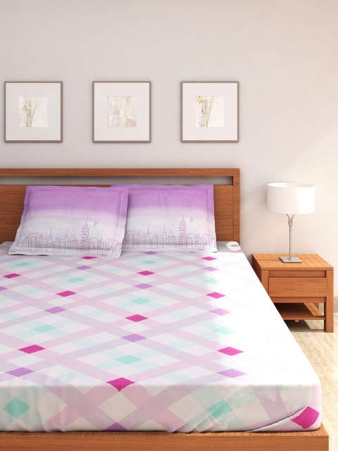 

Portico New York White Cotton Double Bedsheet with 2 Pillow Covers