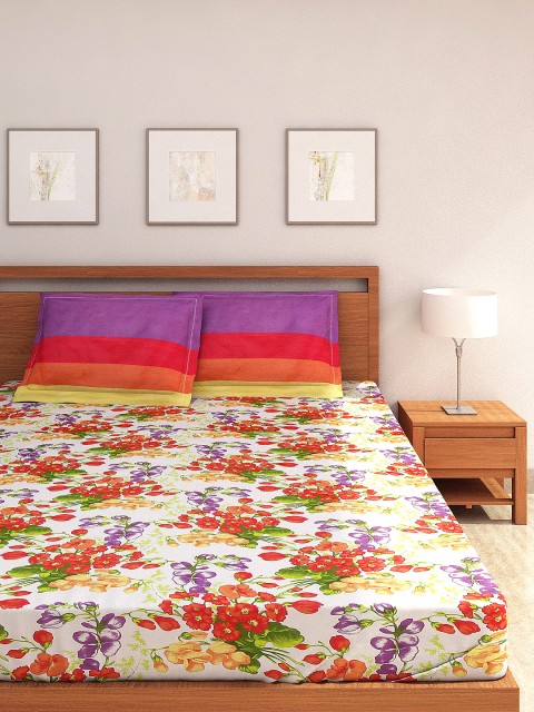 

Portico New York Multicoloured Cotton Double Bedsheet with 2 Pillow Covers, Multi