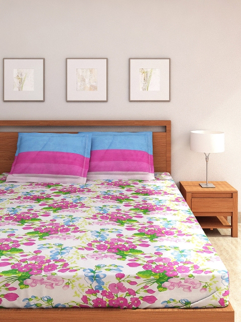 

Portico New York White Cotton Double Bedsheet with 2 Pillow Covers
